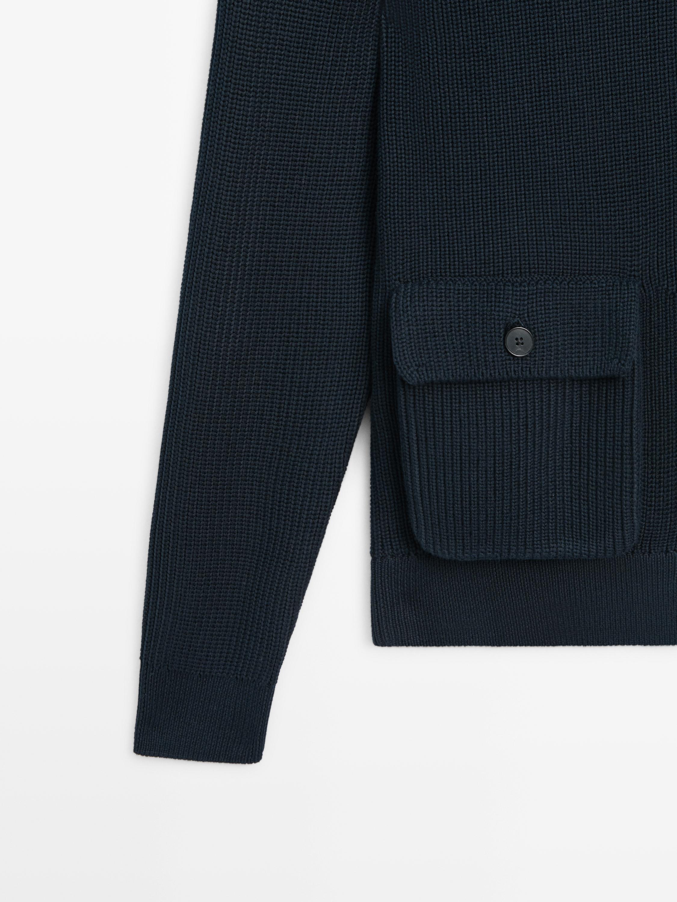 Cotton knit cardigan with pockets